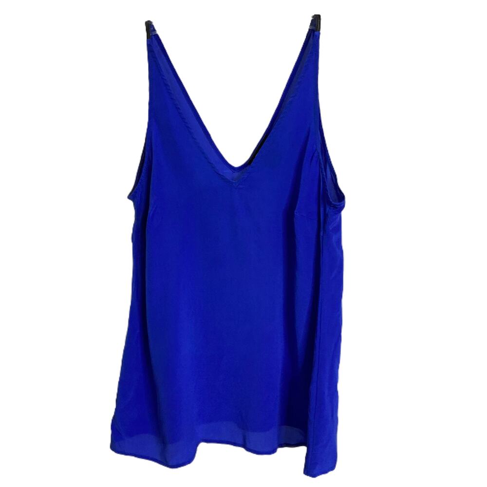 AS By DF Women's Size XS Tank Top Blue Sleeveless V-Neck 100%‎ Silk Lightweight